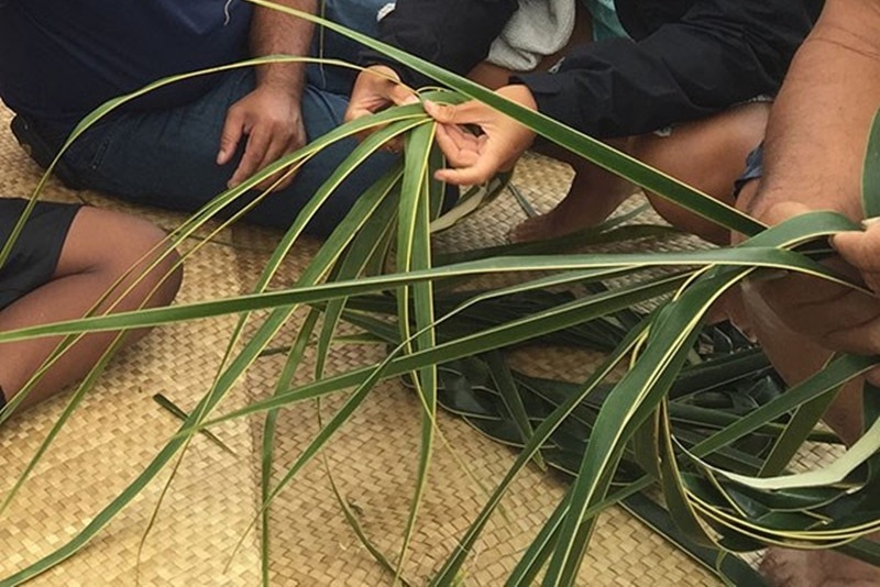 Weaving with Coconut Leaves